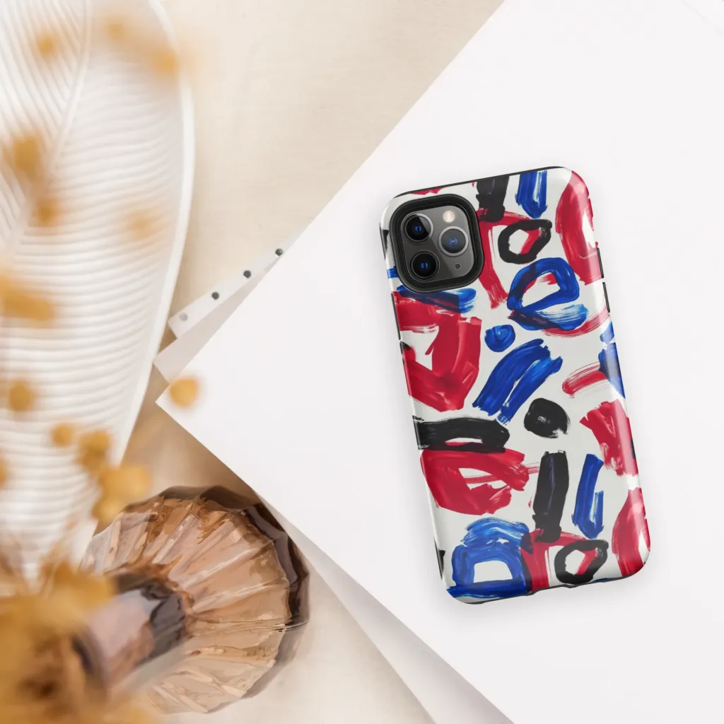 Red White Blue Brushline on Tough Case for iPhone® — Front