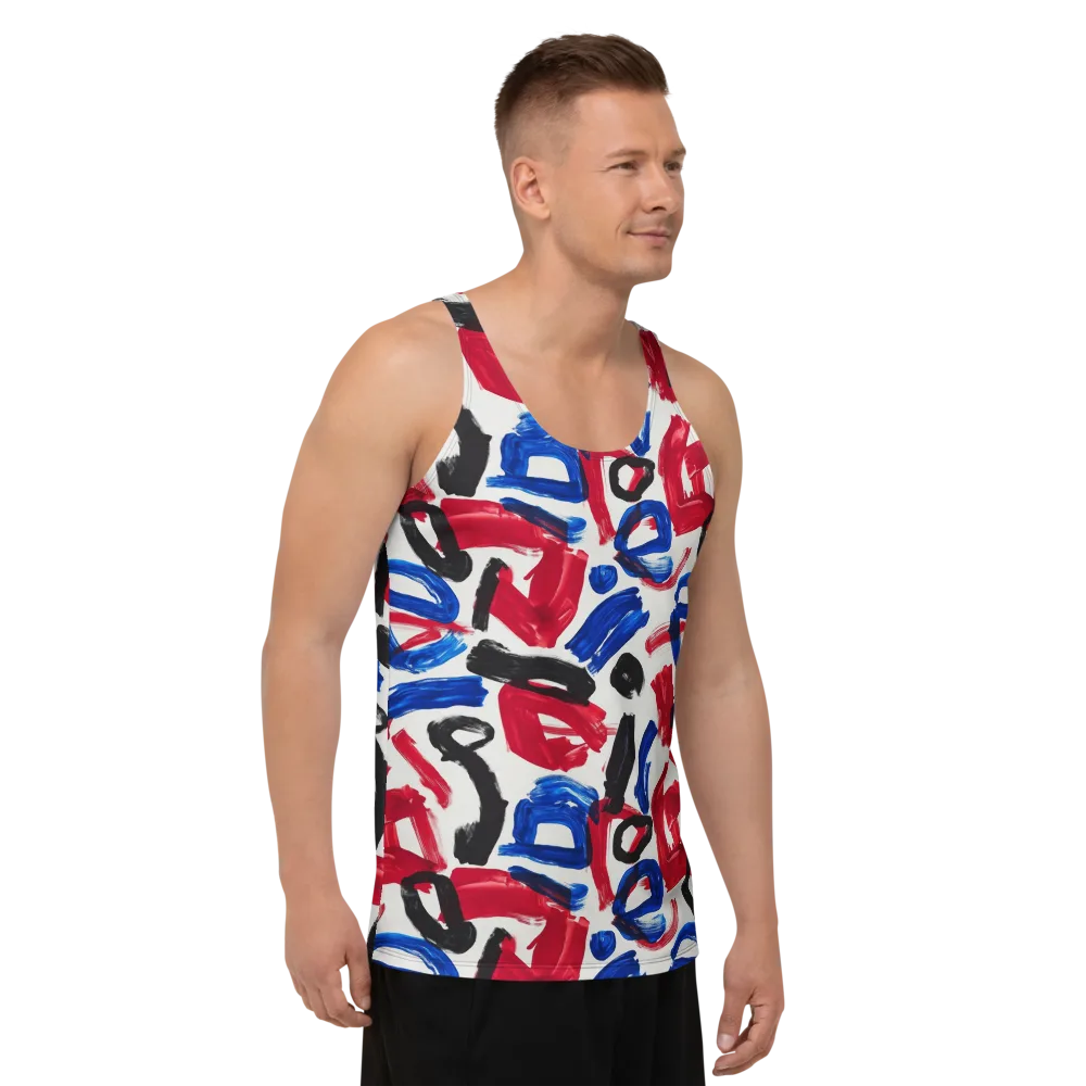 Red White Blue Brushline on Men's Tank Top — Right Front