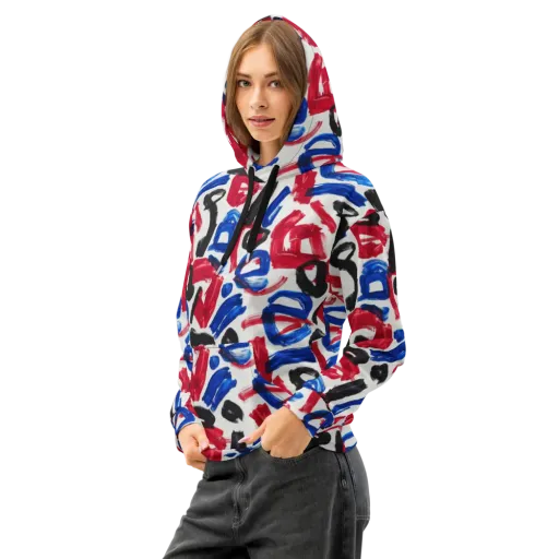 Red White Blue Brushline on a Cotton Hoodie