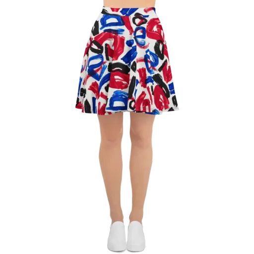 Red White Blue Brushline on a Skater Skirt