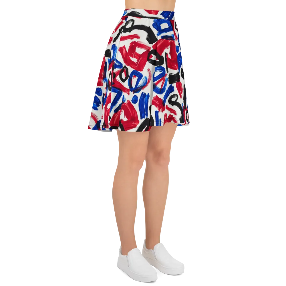 Red White Blue Brushline on Skater Skirt — Right
