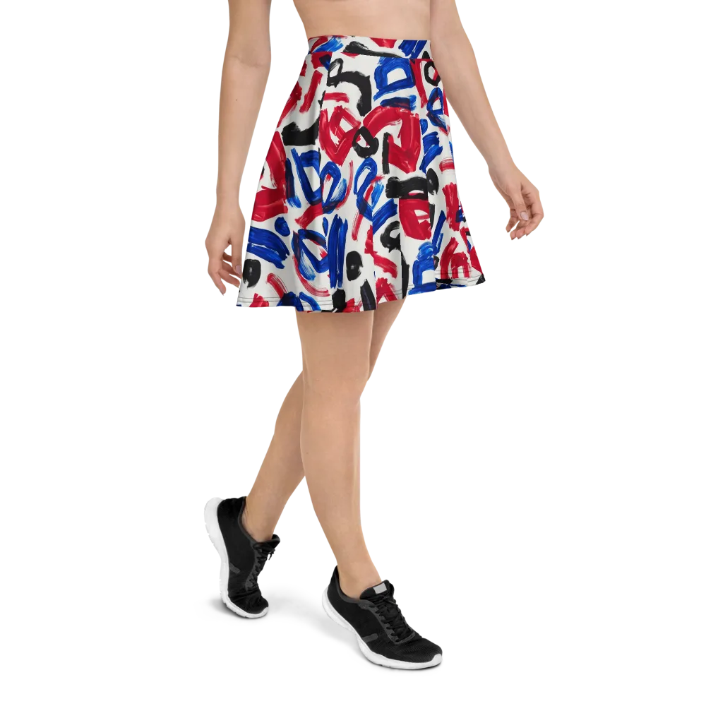Red White Blue Brushline on Skater Skirt — Right