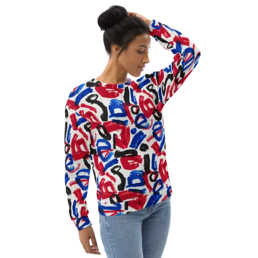Red White Blue Brushline on a Sweatshirt