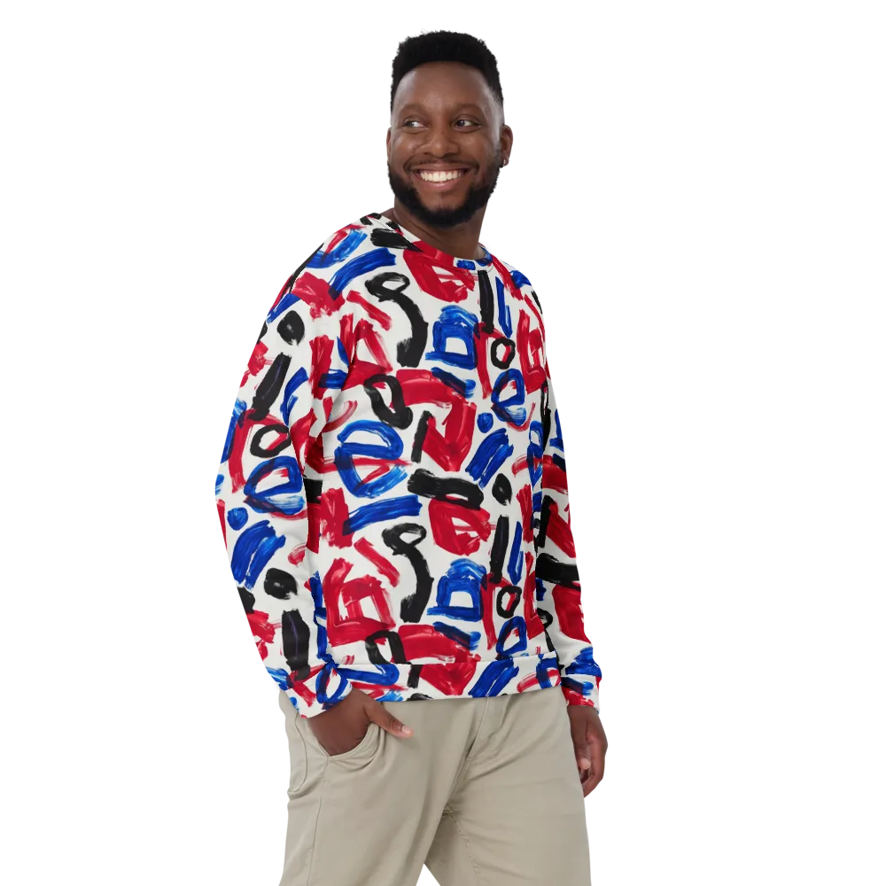 Red White Blue Brushline on Sweatshirt — Front