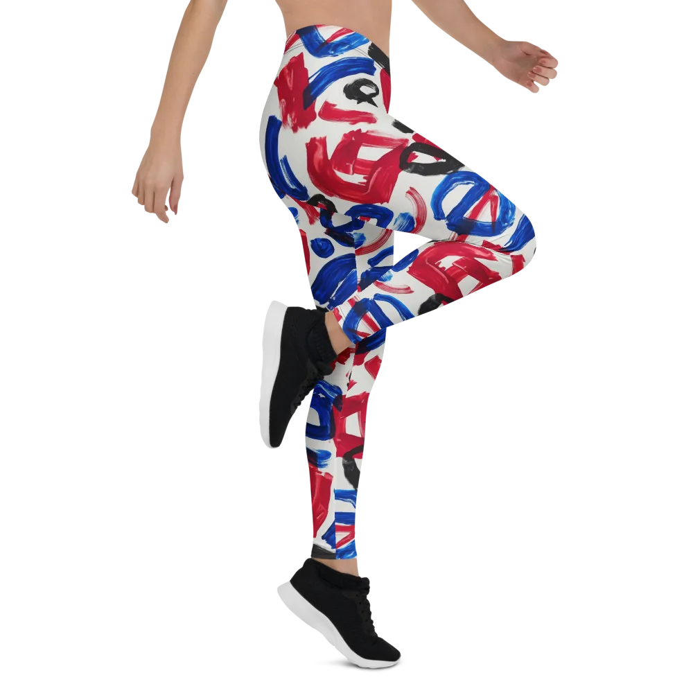 Red White Blue Brushline on Leggings — Right