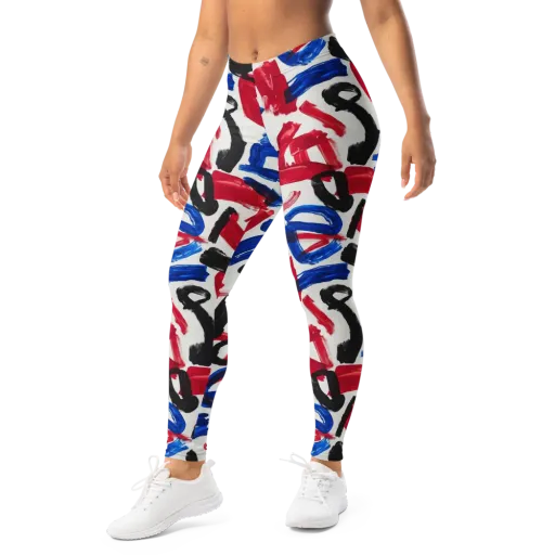 Red White Blue Brushline on a Leggings