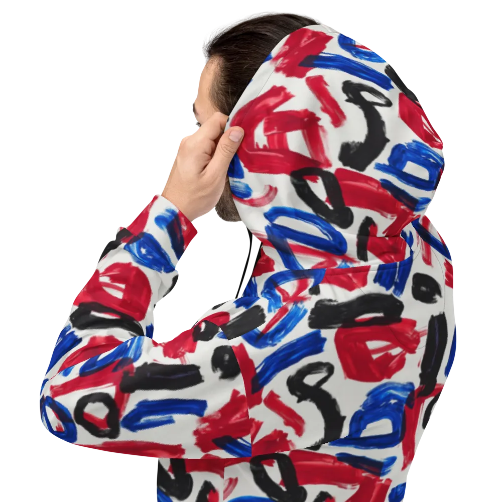 Red White Blue Brushline on Hoodie — Back