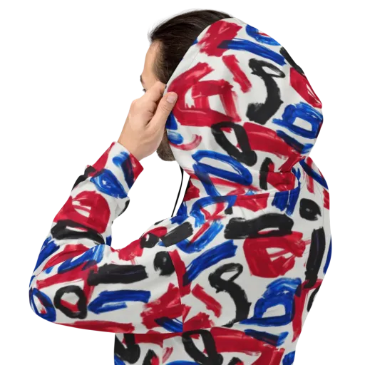 Red White Blue Brushline on a Hoodie