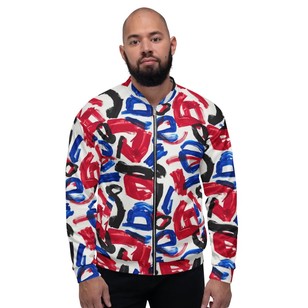Red White Blue Brushline on Bomber Jacket — Front