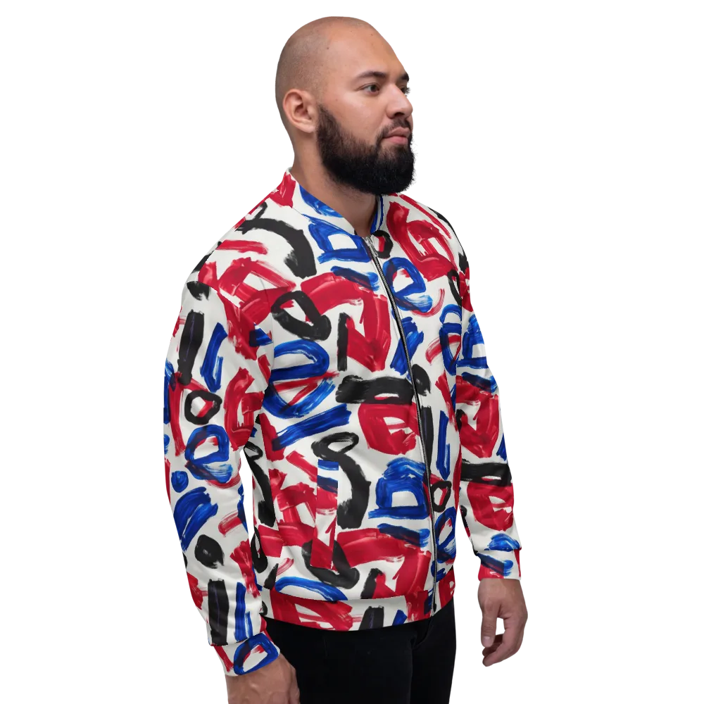Red White Blue Brushline on Bomber Jacket — Right
