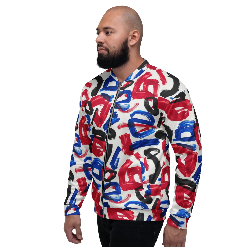 Red White Blue Brushline on Bomber Jacket — Left
