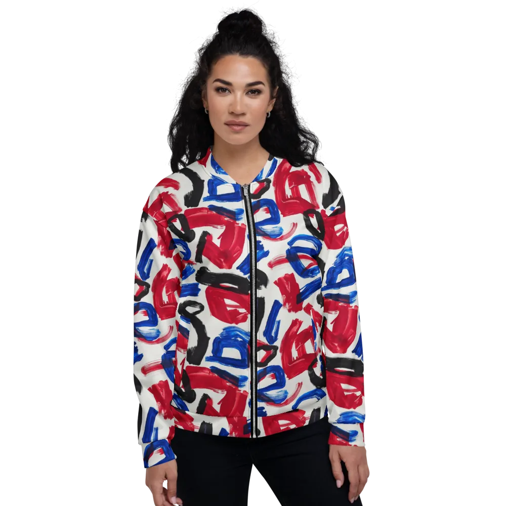 Red White Blue Brushline on Bomber Jacket — Front