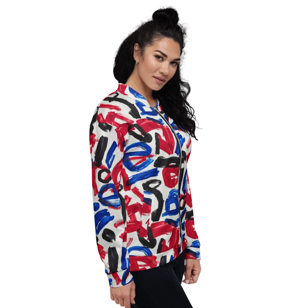 Red White Blue Brushline on Bomber Jacket — Right