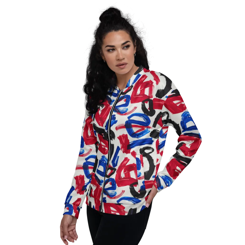 Red White Blue Brushline on Bomber Jacket — Left