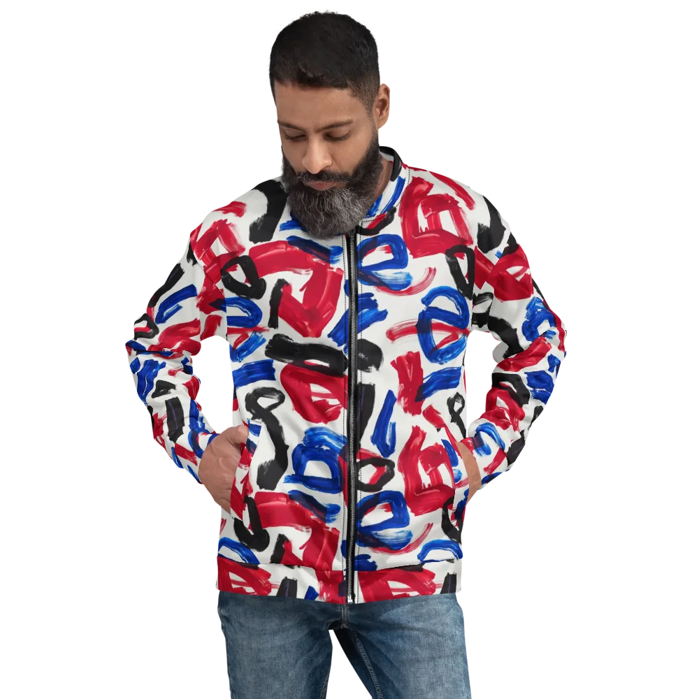 Red White Blue Brushline on Bomber Jacket — Front