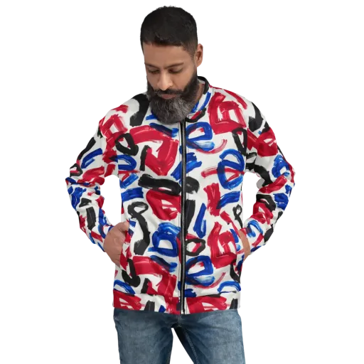 Red White Blue Brushline on a Bomber Jacket