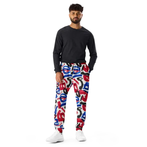 Red White Blue Brushline on a Men's Joggers