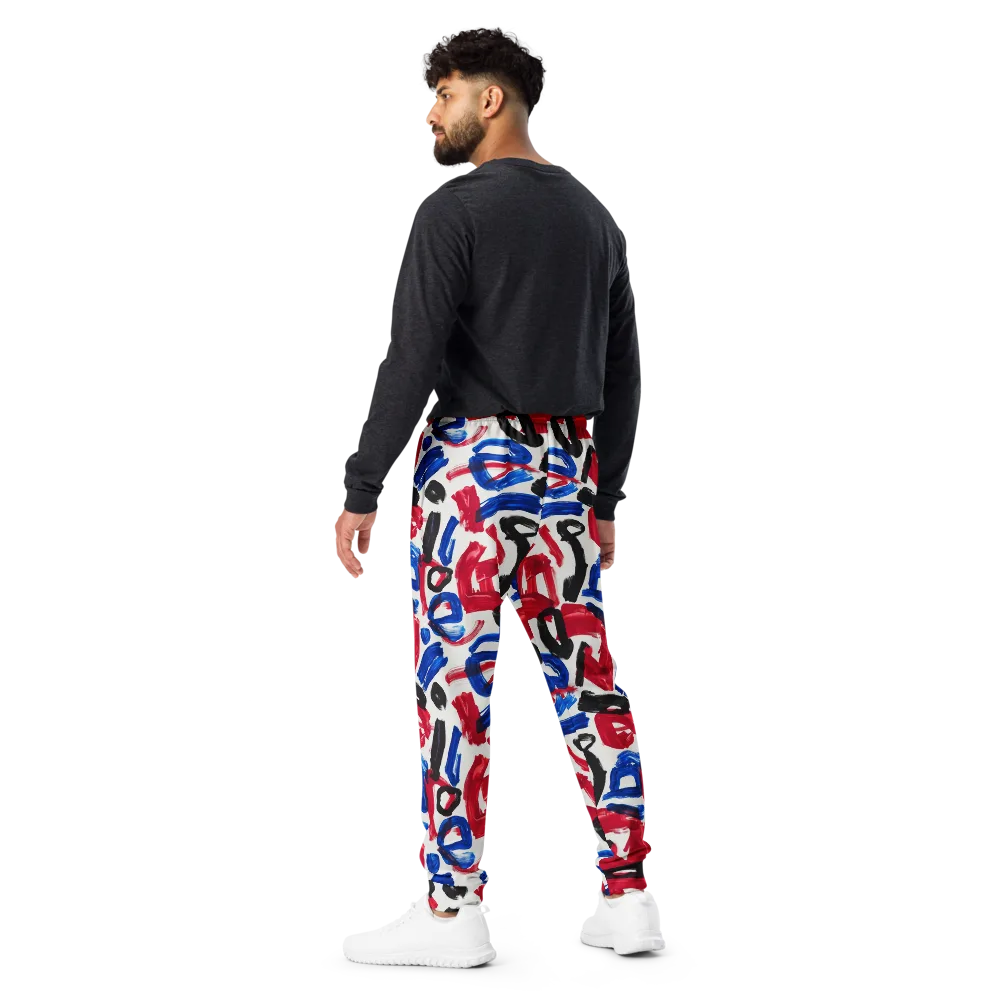 Red White Blue Brushline on Men's Joggers — Back