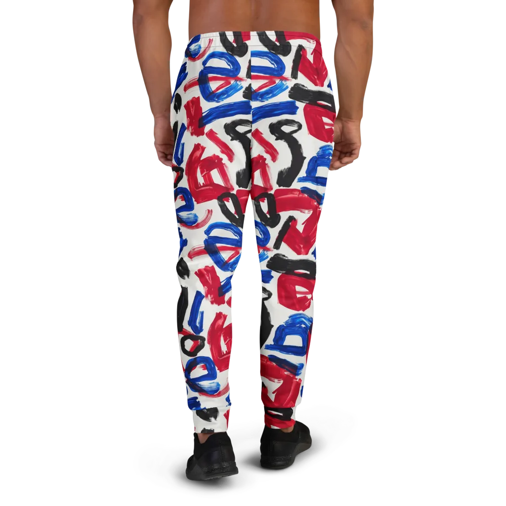 Red White Blue Brushline on Men's Joggers — Back