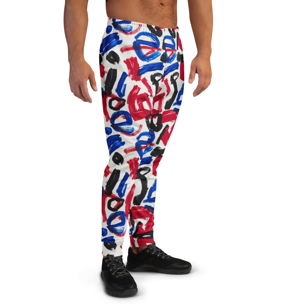 Red White Blue Brushline on Men's Joggers — Right