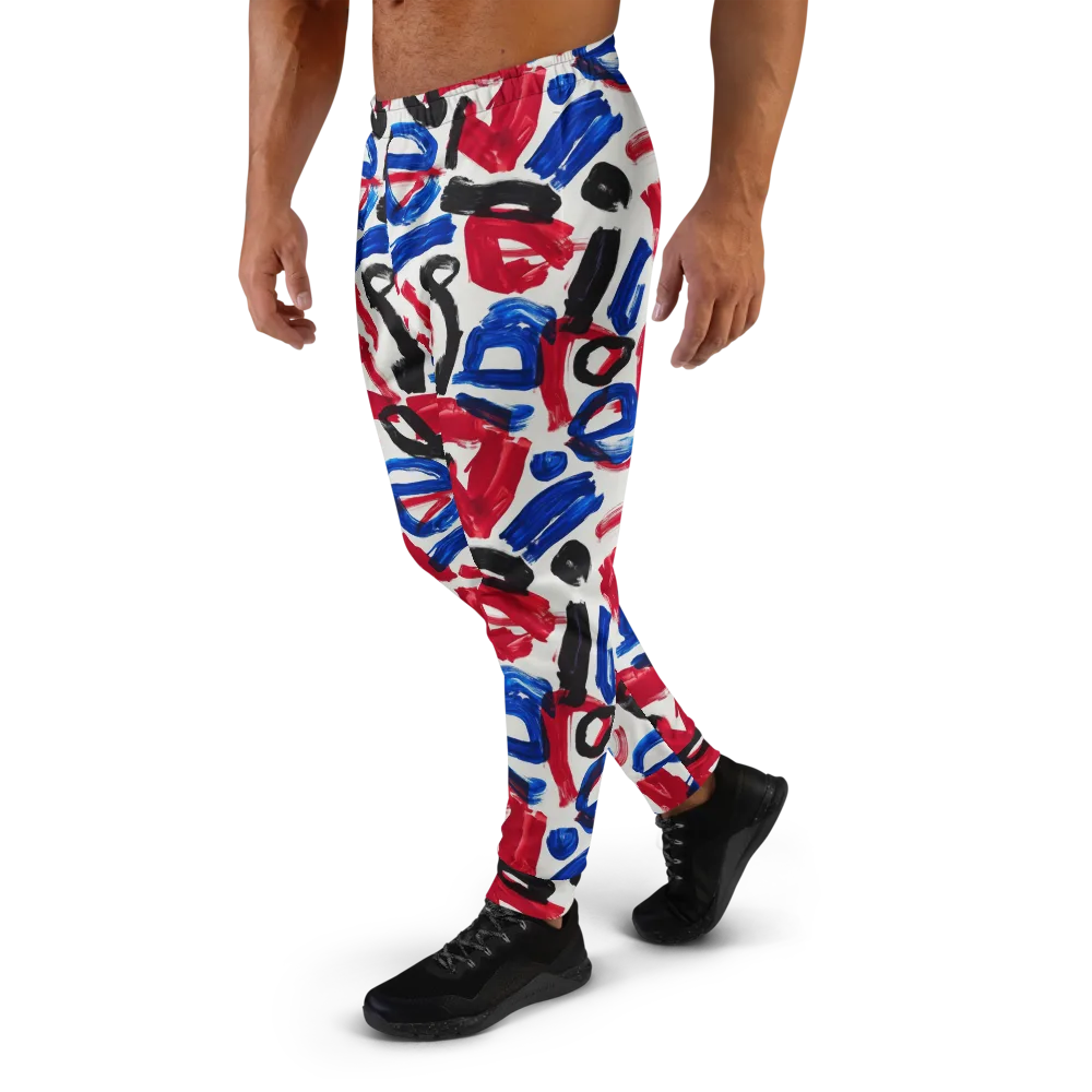 Red White Blue Brushline on Men's Joggers — Left