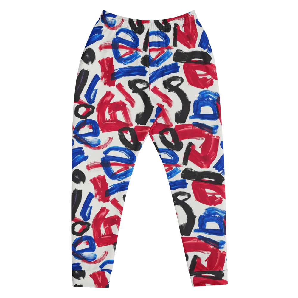 Red White Blue Brushline on Men's Joggers — Front