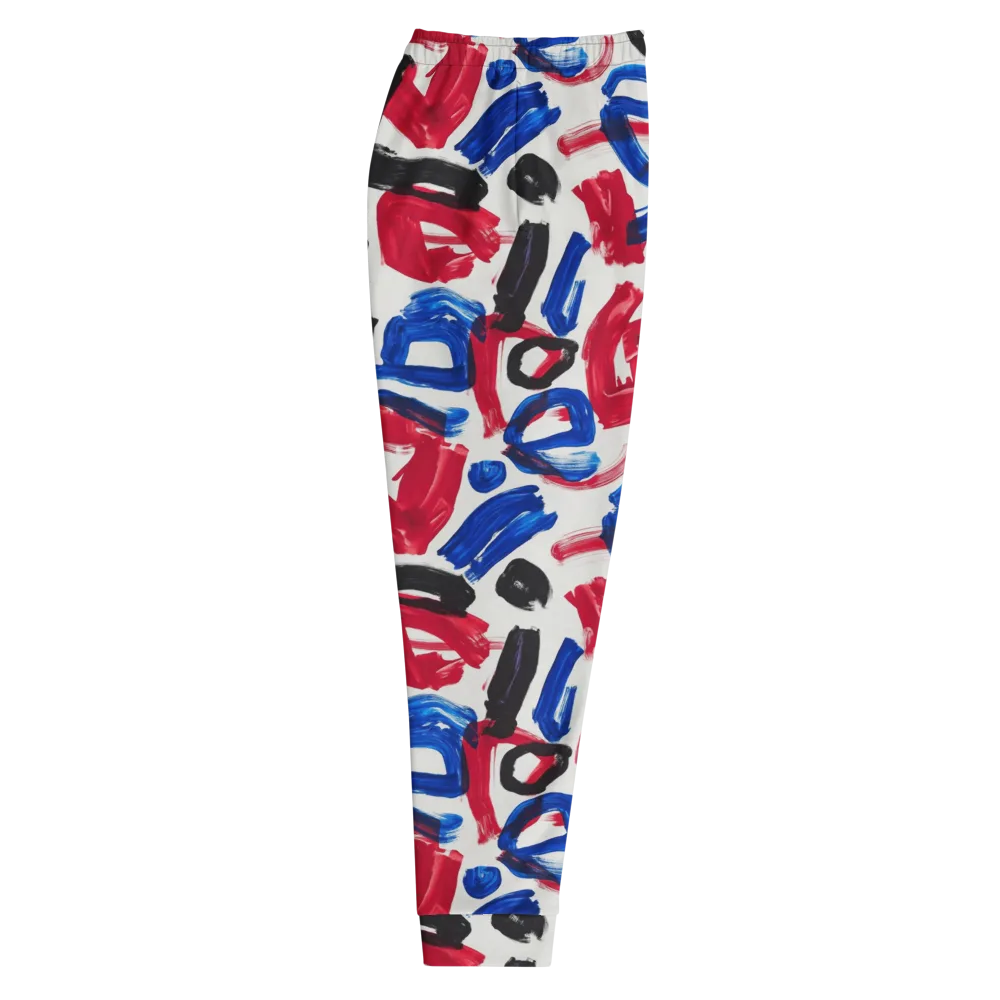 Red White Blue Brushline on Men's Joggers — Right