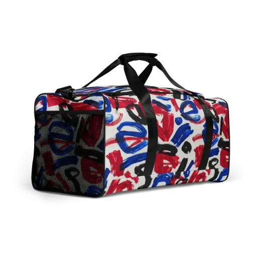 Red White Blue Brushline on a Duffle Bag