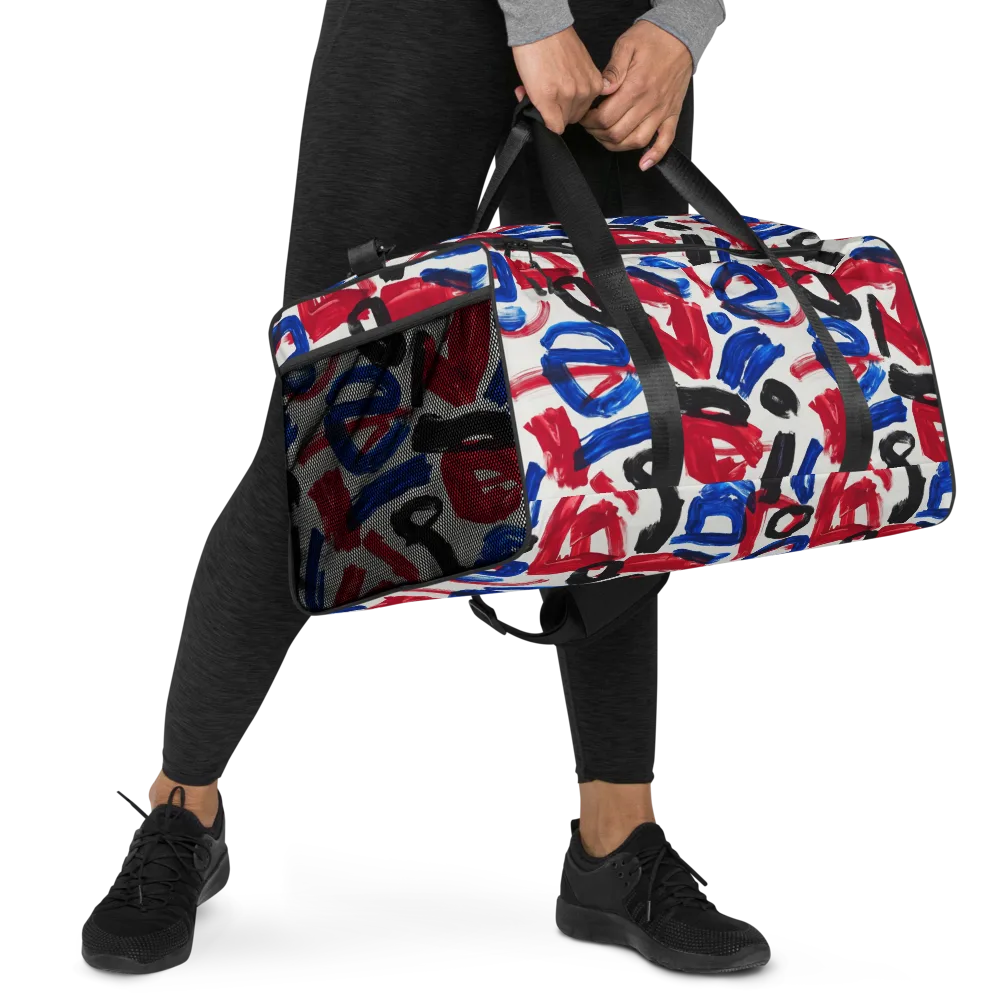 Red White Blue Brushline on Duffle Bag — Right Front
