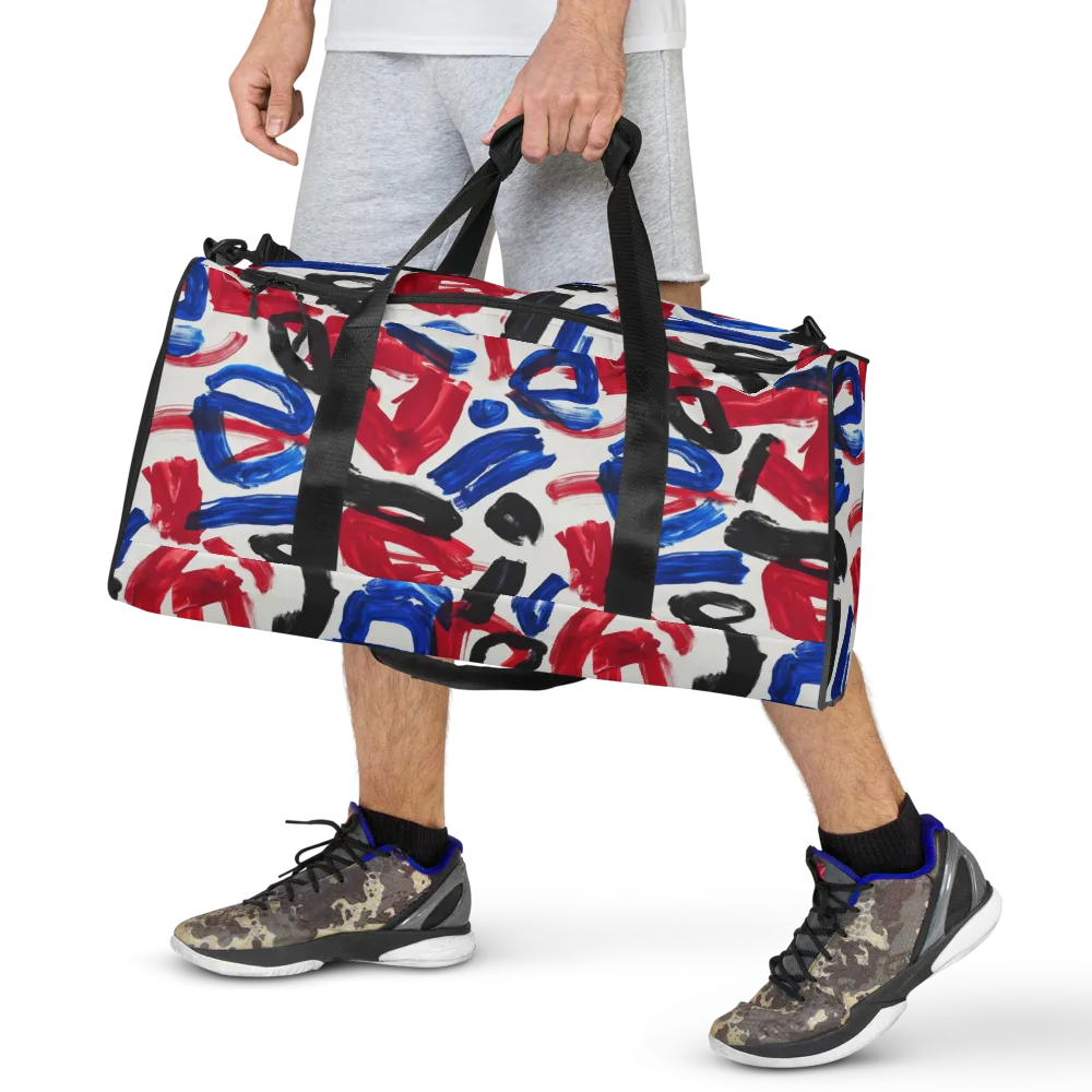 Red White Blue Brushline on Duffle Bag — Front