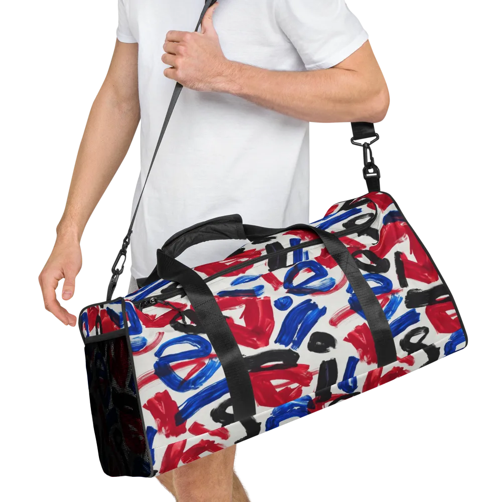 Red White Blue Brushline on Duffle Bag — Right Front