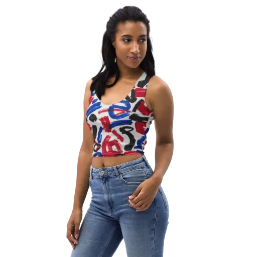 Red White Blue Brushline on a Crop Top