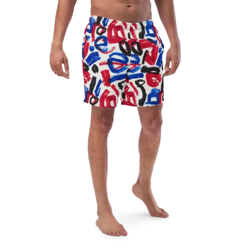 Red White Blue Brushline on a Swim Trunks
