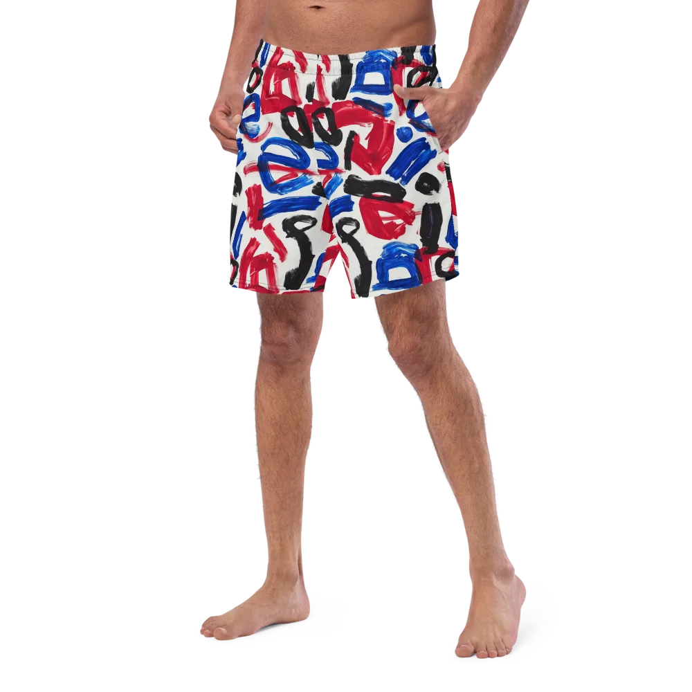 Red White Blue Brushline on Swim Trunks — Left Front