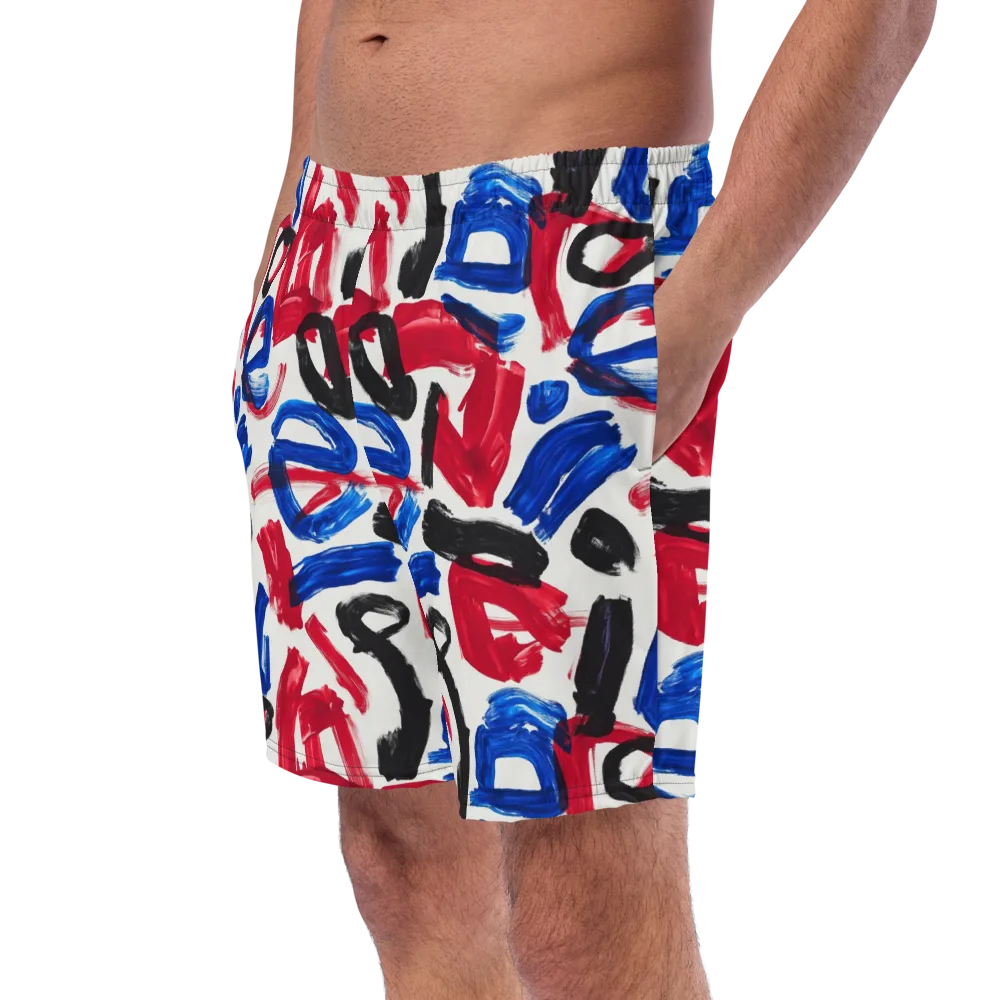 Red White Blue Brushline on Swim Trunks — Left Front