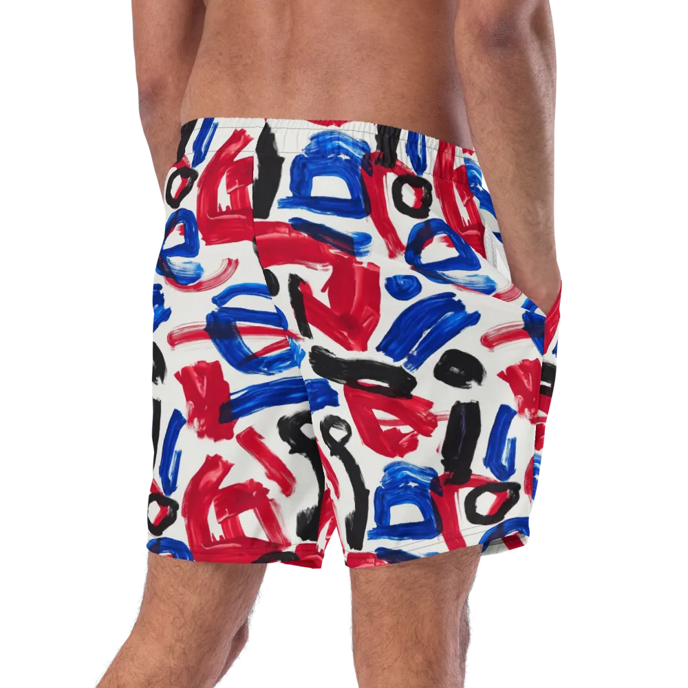 Red White Blue Brushline on Swim Trunks — Right Back