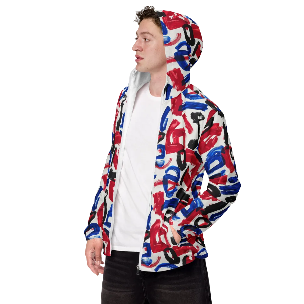Red White Blue Brushline on Men's Windbreaker — Left Front