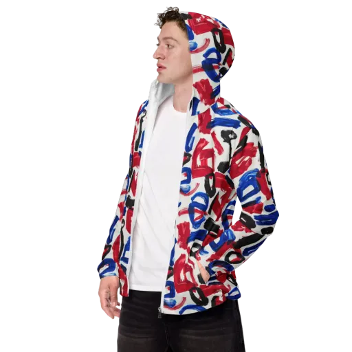 Red White Blue Brushline on a Men's Windbreaker