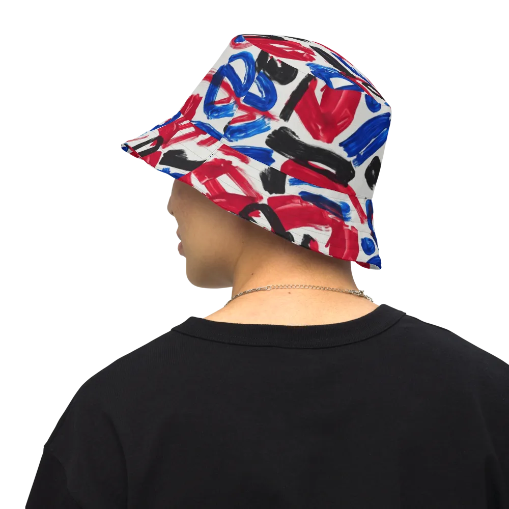 Red White Blue Brushline on Reversible Bucket Hat — Back Inside