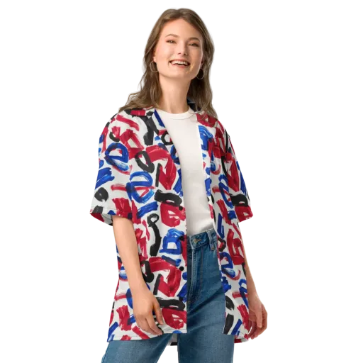 Red White Blue Brushline on a Button Shirt