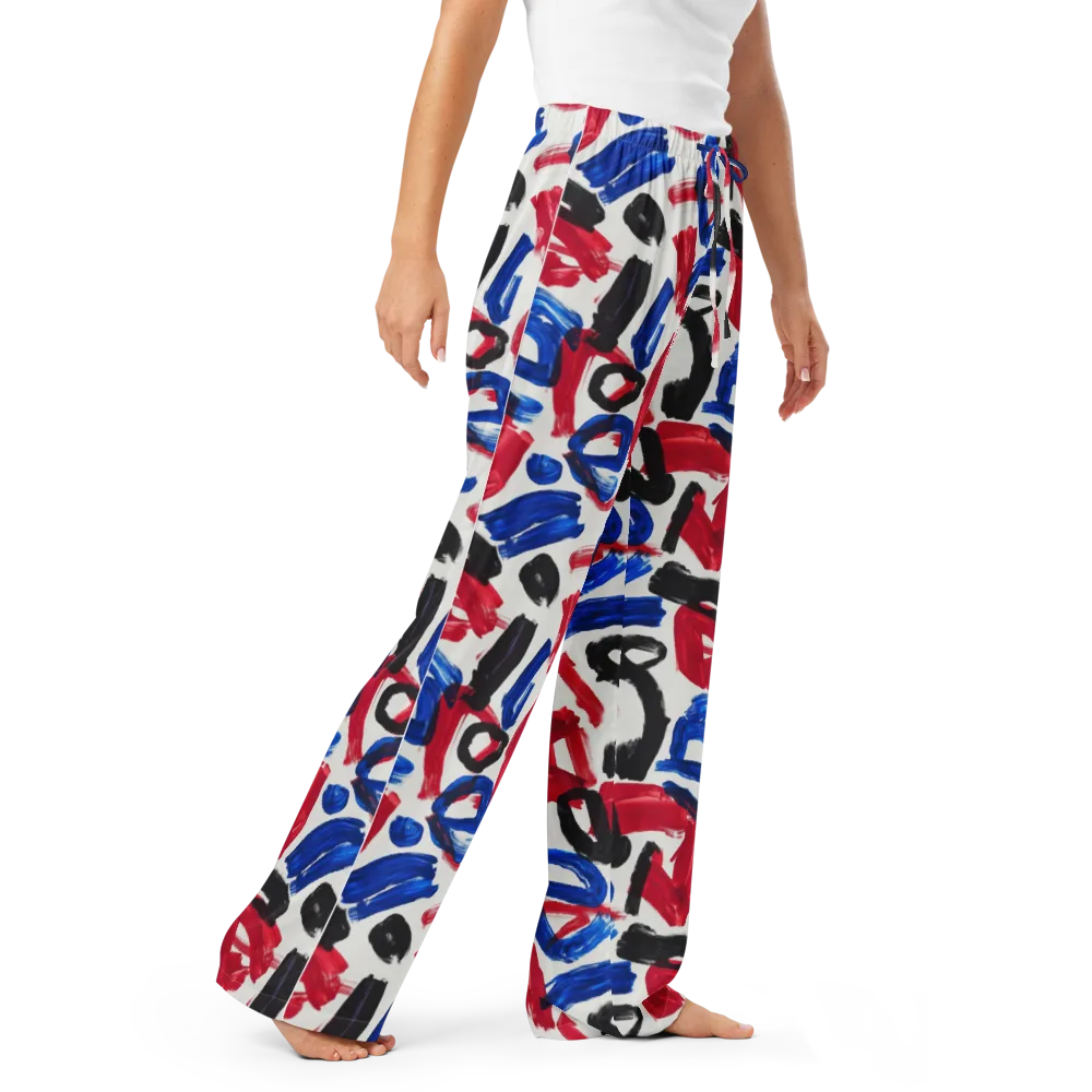 Red White Blue Brushline on Women's Pajama Pants — Right Front