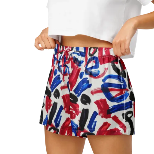 Red White Blue Brushline on a Women's Pajama Shorts