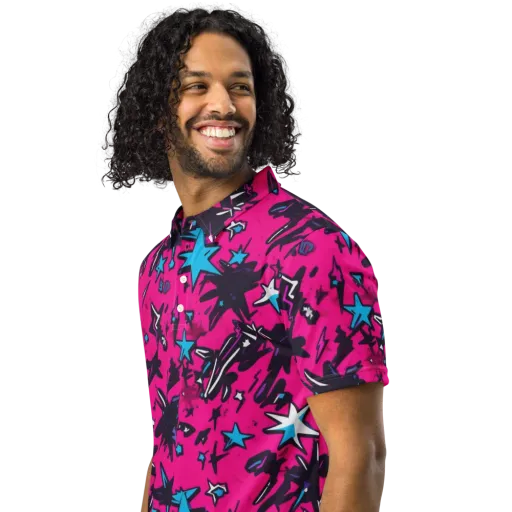 Voltage Pop on a Men's Slim Fit Polo Shirt