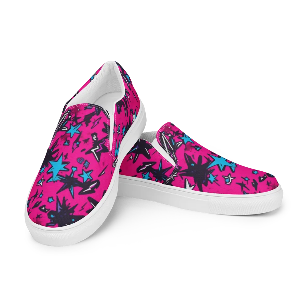 Voltage Pop on Men's Slip-On Canvas Shoes — Left Front