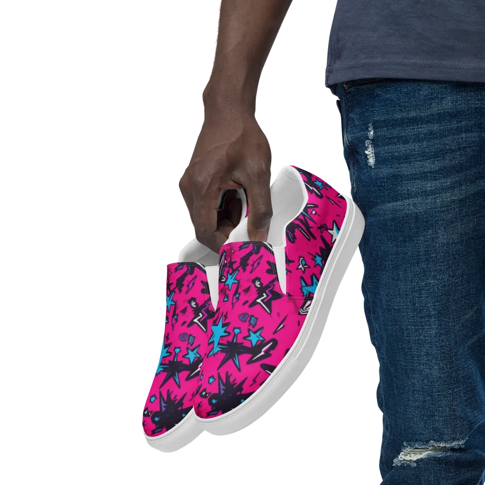 Voltage Pop on Men's Slip-On Canvas Shoes — Left Front