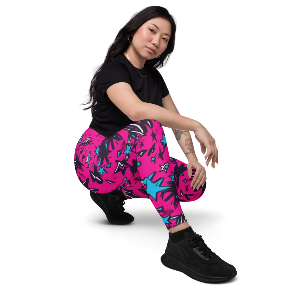 Voltage Pop on Leggings with Pockets — Right Front