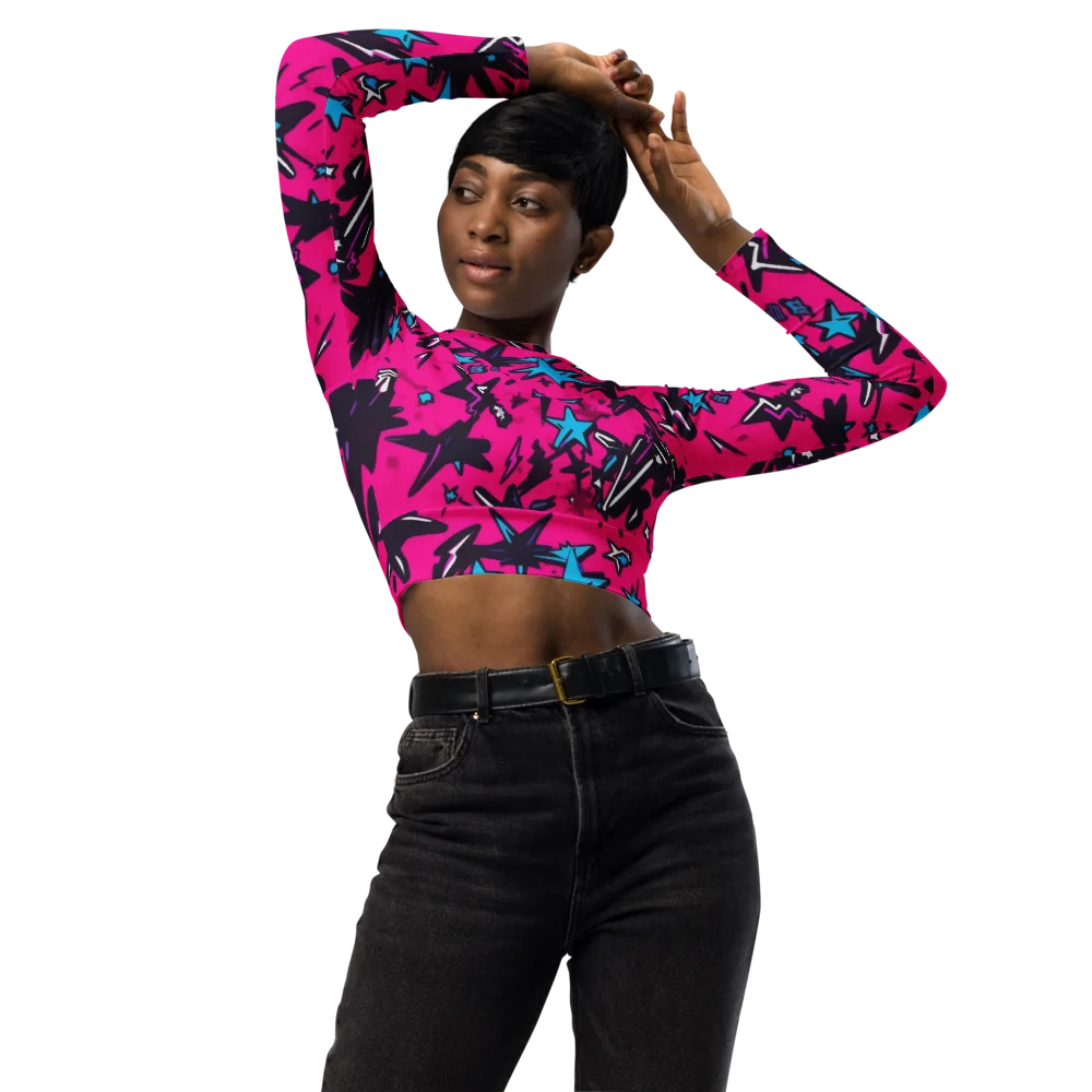 Voltage Pop on Long Sleeve Crop Top — Front