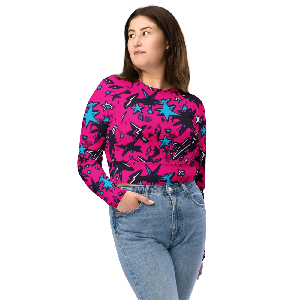 Voltage Pop on Long Sleeve Crop Top — Front
