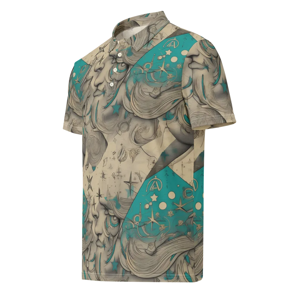 Turquoise Starlet on Men's Slim Fit Polo Shirt — Left Front