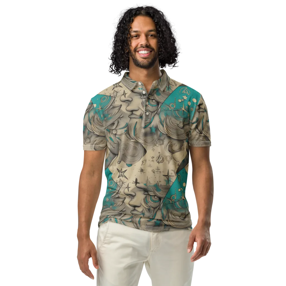 Turquoise Starlet on Men's Slim Fit Polo Shirt — Front